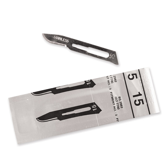Disposable Scalpels – Stainless Steel, Sterile, Size #15 (100 Count)