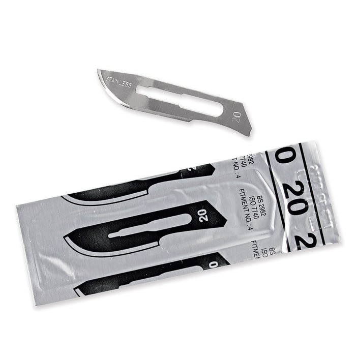 Surgical Blades – Stainless Steel, Sterile, Size #20 (100/Box)