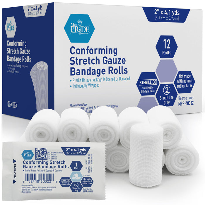 Stretch Gauze Bandage Roll -  Sterile - 2" - 8/12/cs.