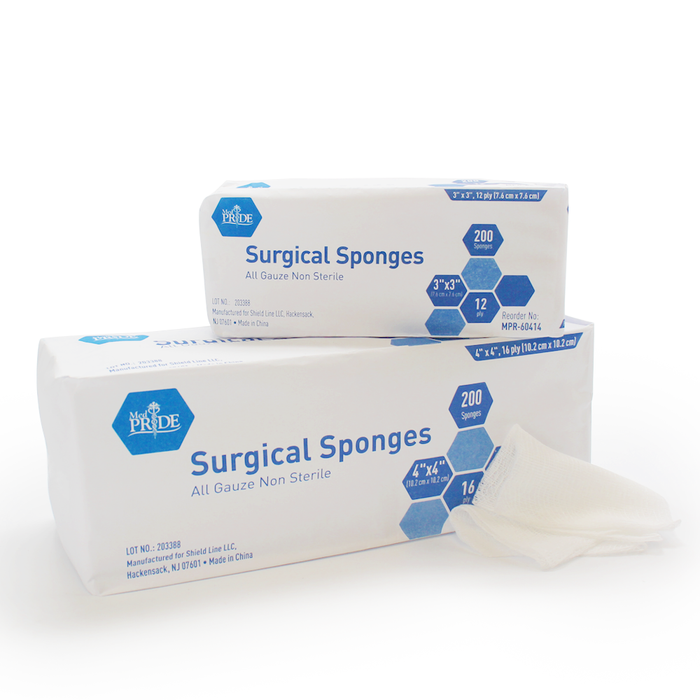 MedPride Gauze Sponges – Non-Sterile – 4” x 4” – 12 Ply – 2,000 Total (10 Packs of 200)