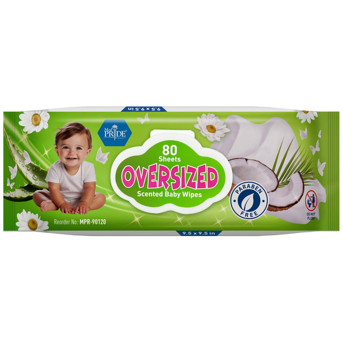 Oversized Baby Wipes – Scented – 960/Case (12 Packs of 80)