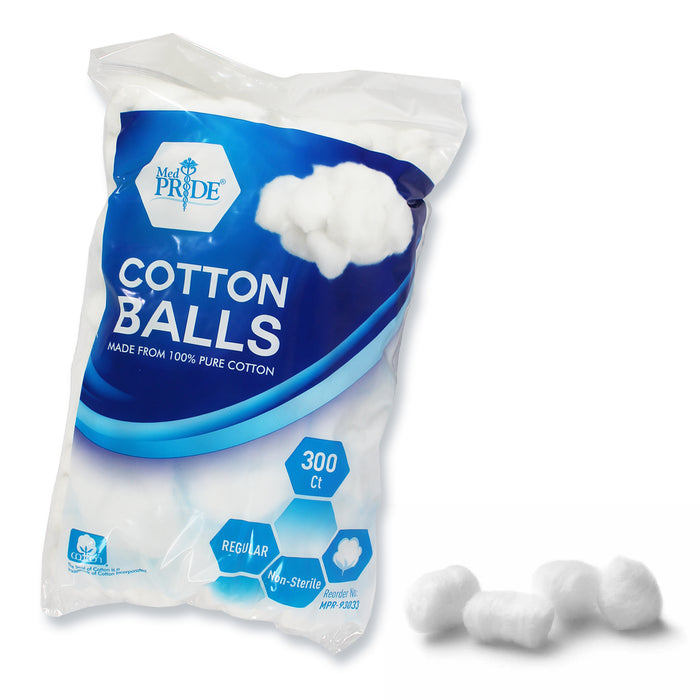 Cotton Balls – Regular Size – 300 Count Bags – 48 Bags/Case (14,400 Total)