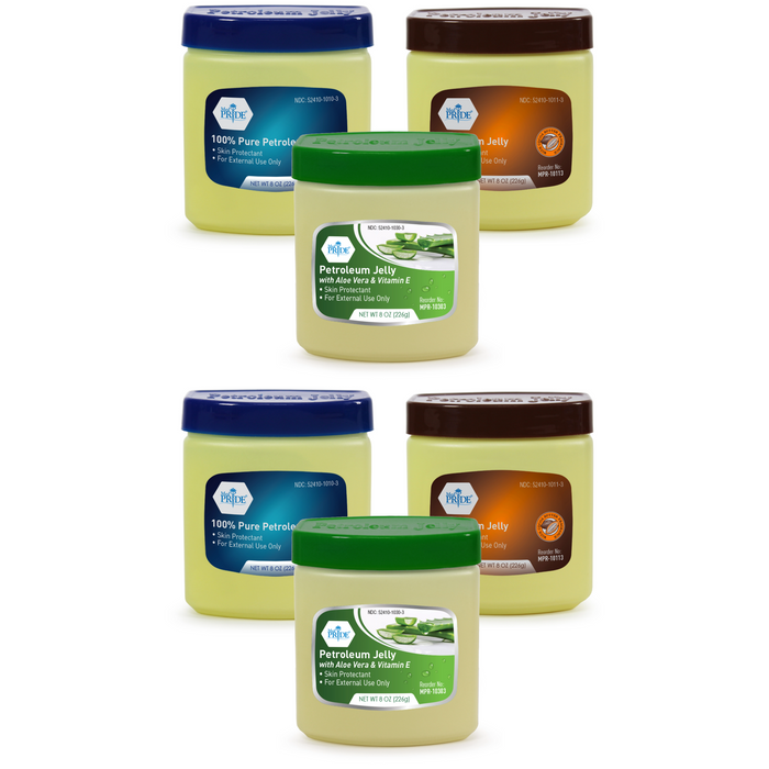 MedPride Petroleum Jelly Variety Pack – 8 oz Jars (Original, Aloe Vera & Cocoa Butter) – 3 Pack