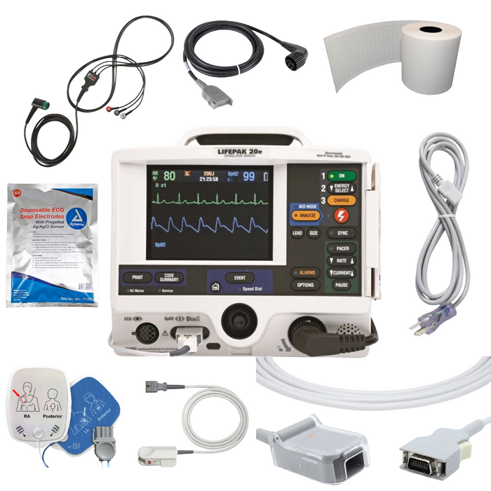 Lifepak 20e - Biphasic, 3 lead EKG, AED, Pacing Printer  - ReCertified